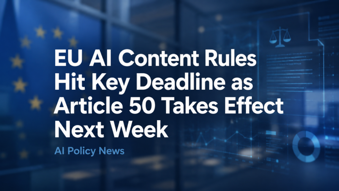 EU AI Content Rules Hit Key Deadline as Article 50 Takes Effect Next Week