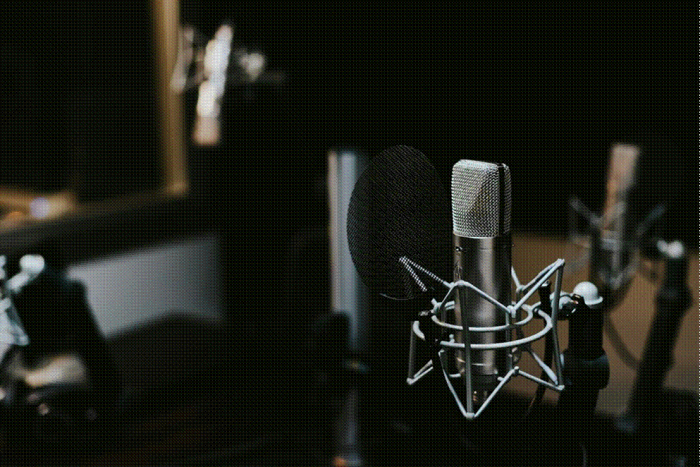 Title: A studio condenser microphone in close up - Description: A studio condenser microphone in close up