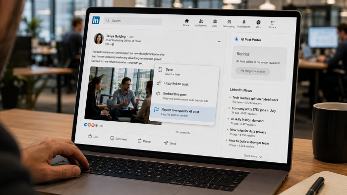 LinkedIn Adds AI Slop Report Button and Retires Its AI Post Writer