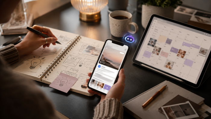 The AI content workflow, from idea to caption to calendar.